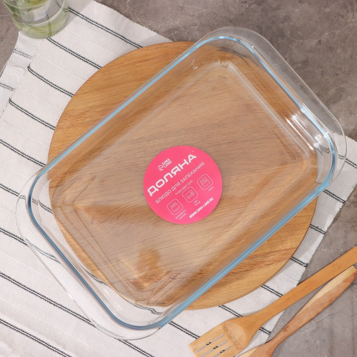 Форма для запекания и выпечки из жаропрочного стекла прямоугольная Доляна, 3 л, 39&times;24&times;6 см