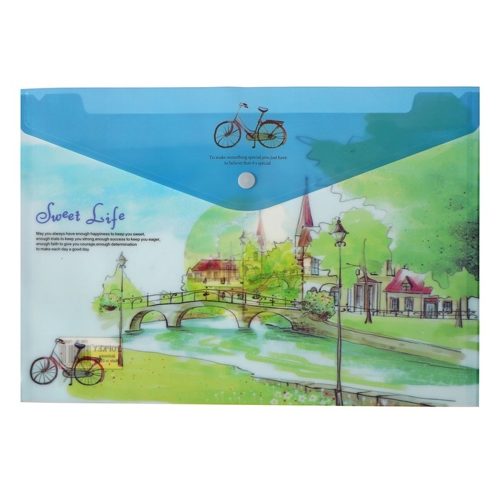 Набор папок-конвертов на кнопке А4, 160 мкр, 12 штук, Набор папок-конвертов на кнопке А4, 160 мкр, 12 штук, "Пейзажи"