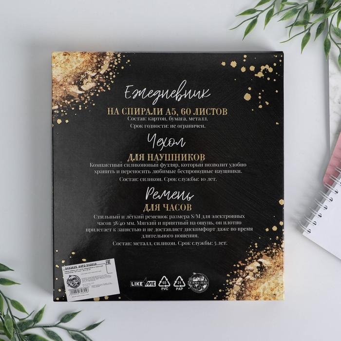 Подарочный набор: ежедневник, чехол для наушников и ремень для часов &laquo;Art lover&raquo;, 20 х 22 см