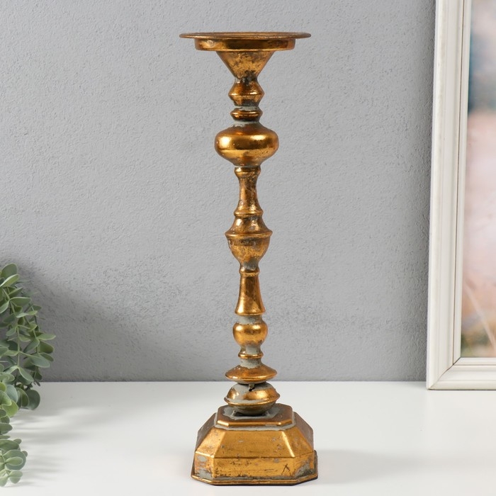 Подсвечник металл на 1 свечу Подсвечник металл на 1 свечу "Фауст" состаренная бронза 11х11х39 см