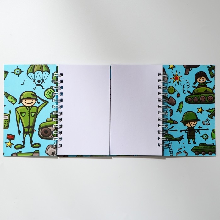 Двойной блокнот на гребне, мягкая обложка, размер 15х12см, 48 л &laquo;С днем защитника отечества&raquo;