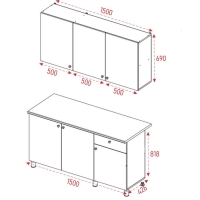 Кухонный гарнитур Поинт 1500, Белый фасад/Белый корпус Кухонный гарнитур Поинт 1500, Белый фасад/Белый корпус