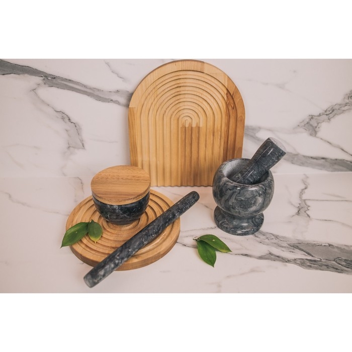 Скалка из мрамора Magistro, 25×2,2 см, цвет чёрный Скалка из мрамора Magistro, 25×2,2 см, цвет чёрный