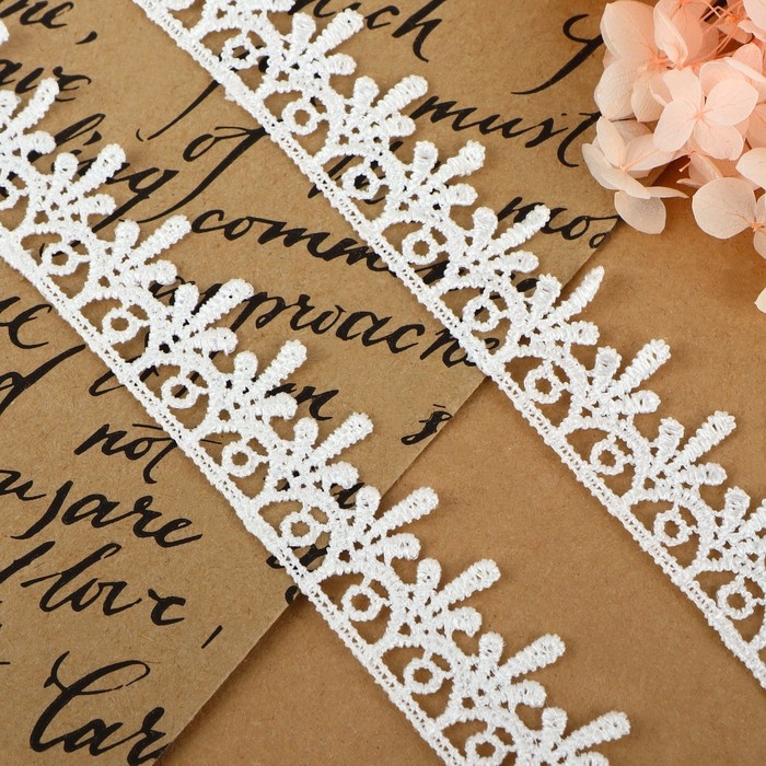 Кружево гипюровое, 20 мм &times; 14 &plusmn; 1 м, цвет белый