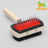 Двусторонняя щётка-расческа с деревянной ручкой, 10 Х 17 см Двусторонняя щётка-расческа с деревянной ручкой, 10 Х 17 см
