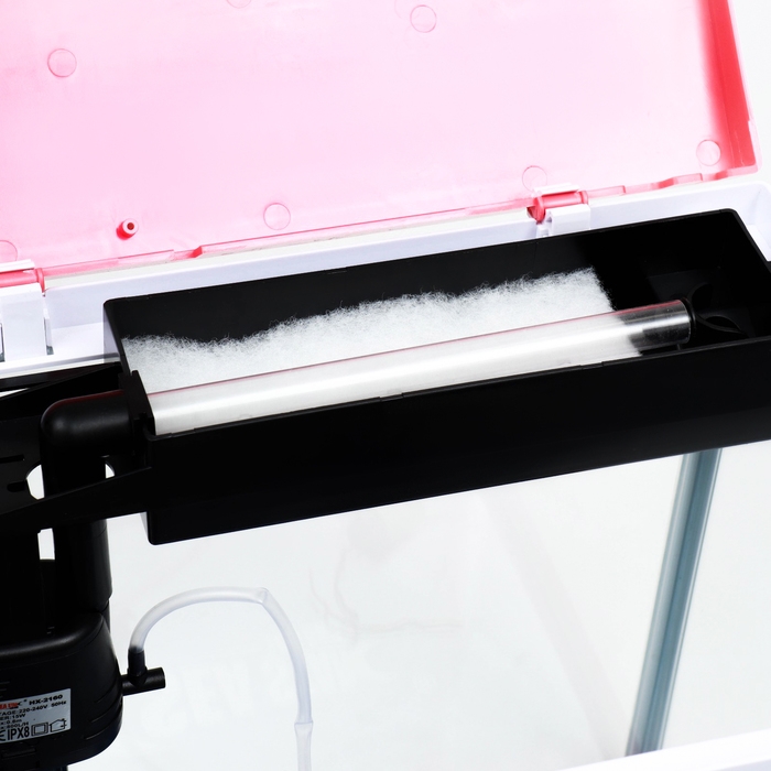 Аквариум SeaStar HX-390F в комплекте: LED-лампа 3х цветная, 7 режимов, фильтр, 30 л, красный   99336