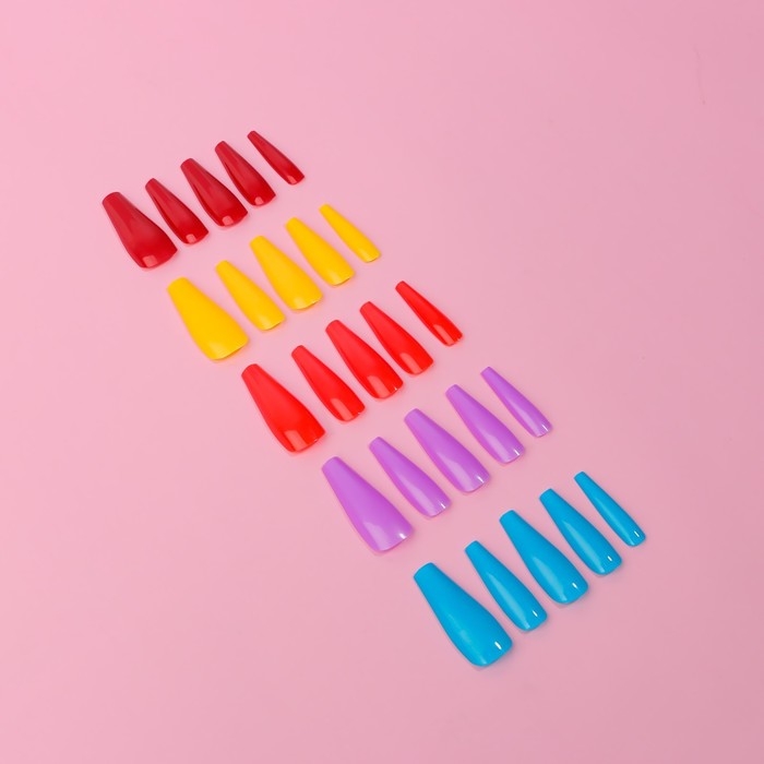 Накладные ногти &laquo;Сolorful&raquo;, 100 шт, форма балерина, в контейнере, разноцветные