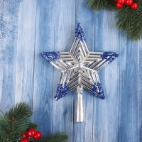 Наконечник "Звезда полоска объём" 18х14,5 см, серебристо-синий Наконечник "Звезда полоска объём" 18х14,5 см, серебристо-синий