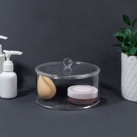 Органайзер для хранения, с крышкой, 14 &times; 14 &times; 9,3 см, цвет прозрачный