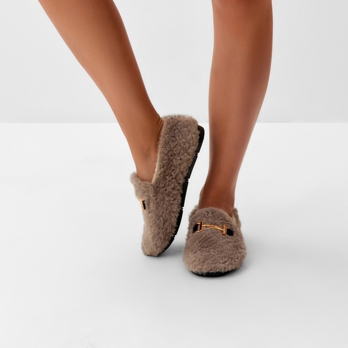 Тапочки женские размер 37, цвет бежевый