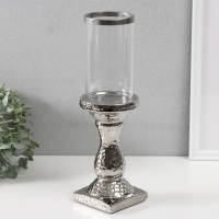 Подсвечник керамика, стекло на 1 свечу "Монти" d=7,5 см серебро 9х9х31,5 см Подсвечник керамика, стекло на 1 свечу "Монти" d=7,5 см серебро 9х9х31,5 см