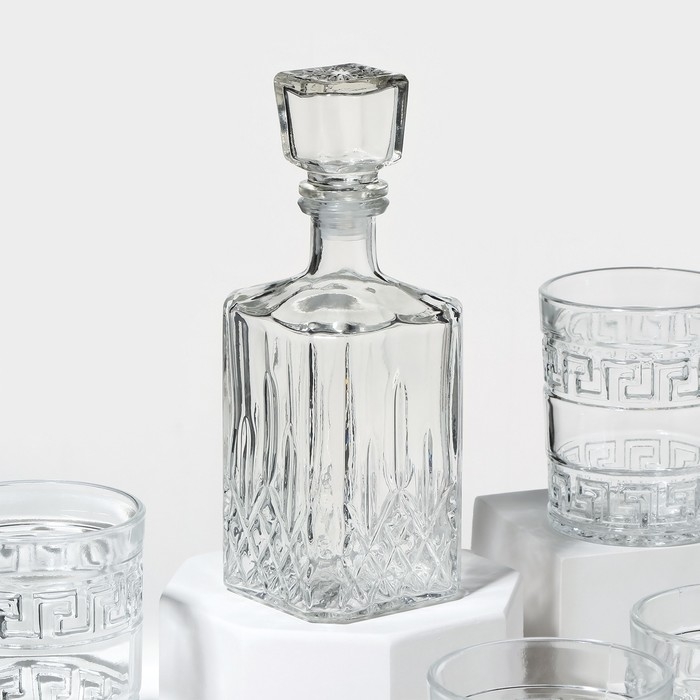 Набор штоф &laquo;Оптика&raquo;, 500 мл, стакан &laquo;Крист&raquo;, 350 мл, 4 шт, МИКС