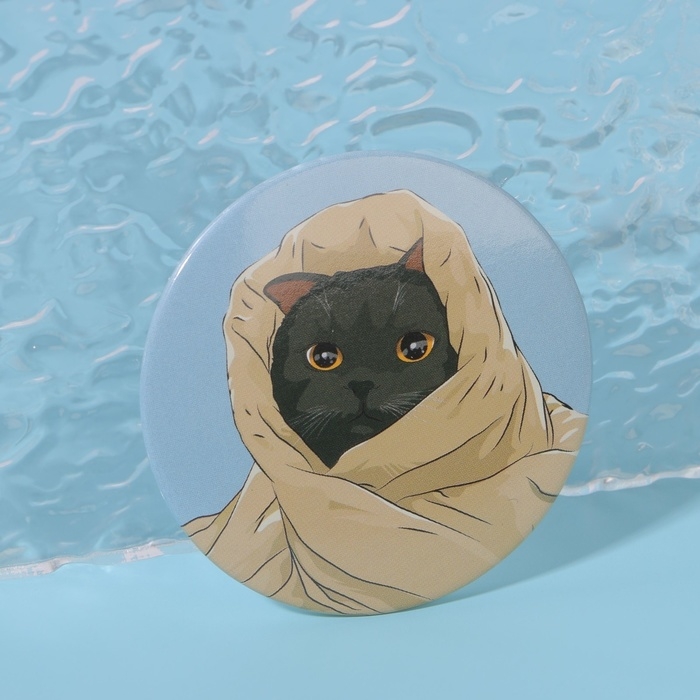 Зеркало карманное &laquo;Кот&raquo;, d = 7 см, разноцветное