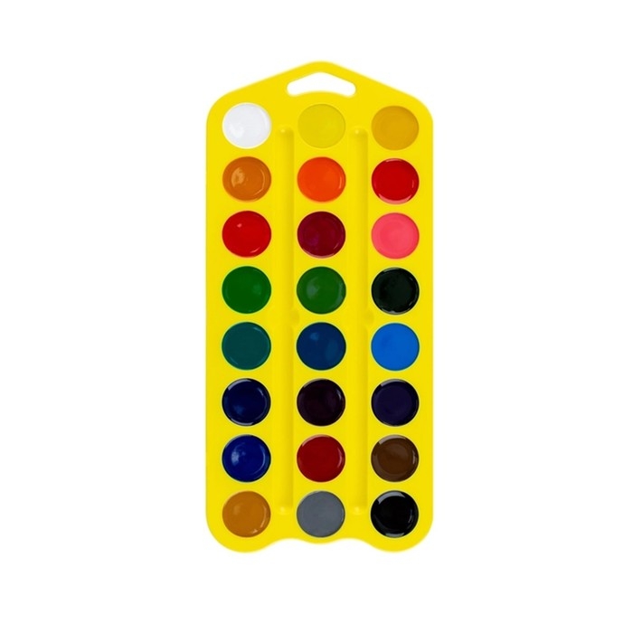 Акварель медовая 24 цвета, ЗХК Акварель медовая 24 цвета, ЗХК "Цветик", без кисти, жёлтый пластиковый футляр с петлей, 27421678