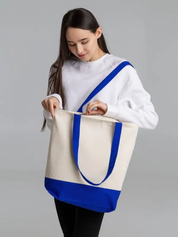 Сумка для покупок на молнии Shopaholic Zip, неокрашенная с синим