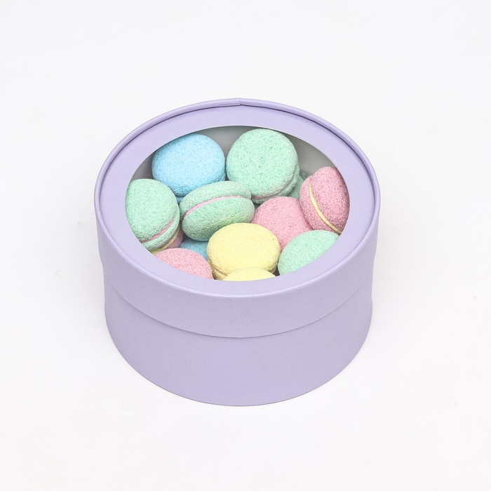 Набор 2 в 1 круглых коробок Набор 2 в 1 круглых коробок "Бледно-фиолетовый" с окном, 21 х 11 - 18 х 10 см