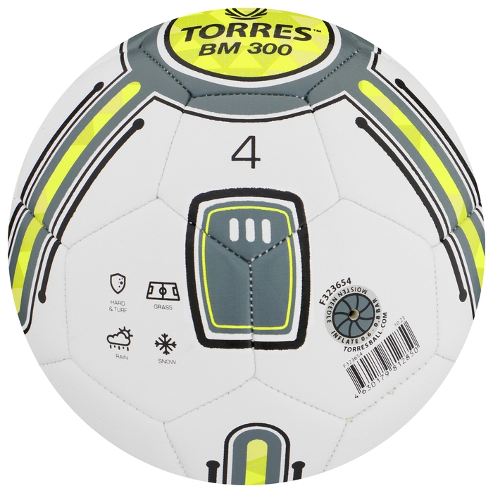 Футбольный мяч TORRES BM 300, F323654, машинная сшивка, 32 панели, р. 4, TPU