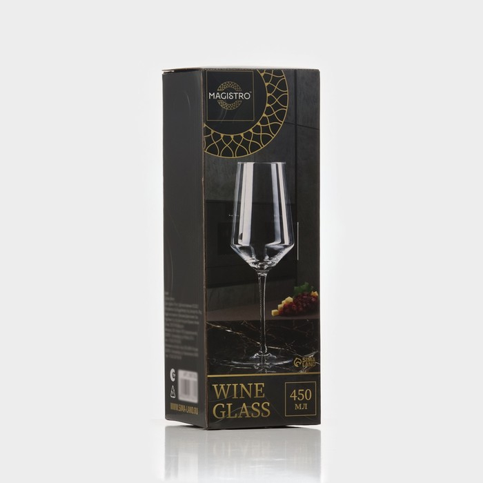 Бокал для вина стеклянный Magistro «Густав», 450 мл, 9,5×27 см Бокал для вина стеклянный Magistro «Густав», 450 мл, 9,5×27 см