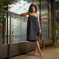 Парео вафельное банное Этель &laquo;Boho&raquo; 80*145 см. цв. темно-серый, 100% хл, 290 г/м2