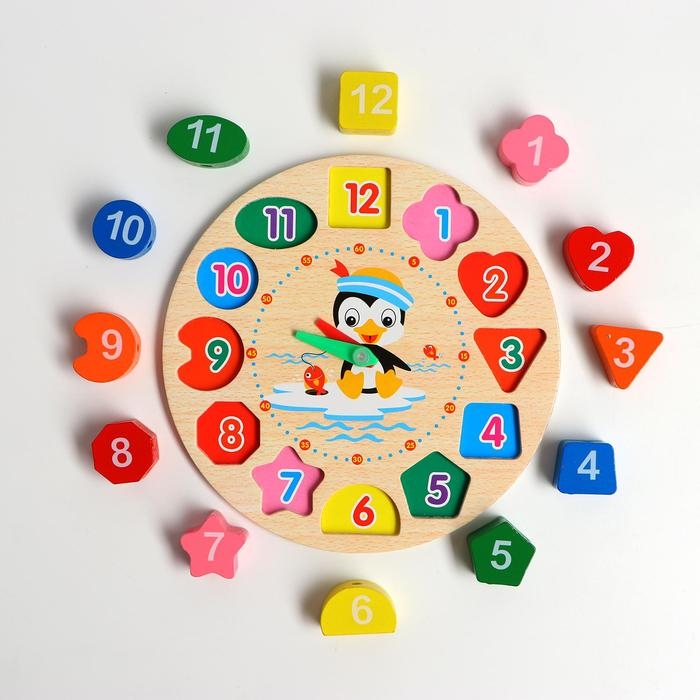 Развивающие часы 3в1 «Пингвин» (часы, рамка-вкладыш, шнуровка) 17,5х17,5х3 см Развивающие часы 3в1 «Пингвин» (часы, рамка-вкладыш, шнуровка) 17,5х17,5х3 см