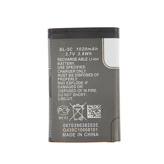 Аккумулятор Luazon BL-5C, для портативных колонок, мобильных устройств, 3.7 В, 1020 мАч Аккумулятор Luazon BL-5C, для портативных колонок, мобильных устройств, 3.7 В, 1020 мАч