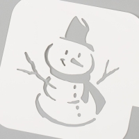 Трафарет новогодний пластиковый "Снеговик", размер 9х9 см Трафарет новогодний пластиковый "Снеговик", размер 9х9 см