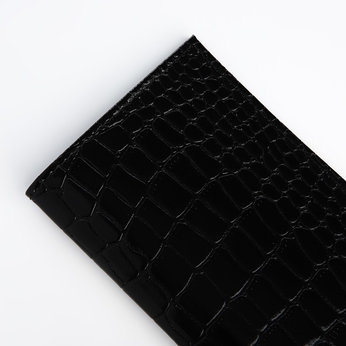 Обложка для паспорта, 5 карманов для карт, крокодил, цвет чёрный