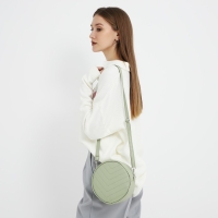 Сумка женская круглая из искусственной кожи, 18х18 см, цвет фисташковый