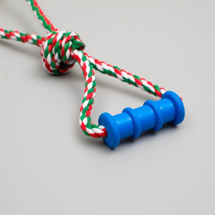 Игрушка канатная с жевательными элементами "Шар с 1 ручкой", до 36 см, разноцветная