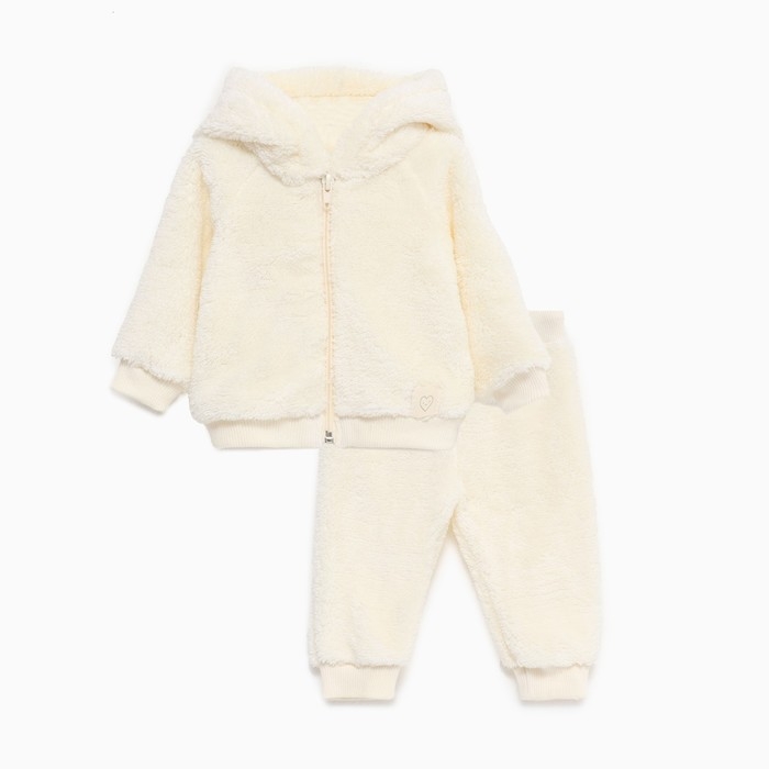 Костюм плюшевый: толстовка и брюки Крошка Я, рост 68-74, молочный