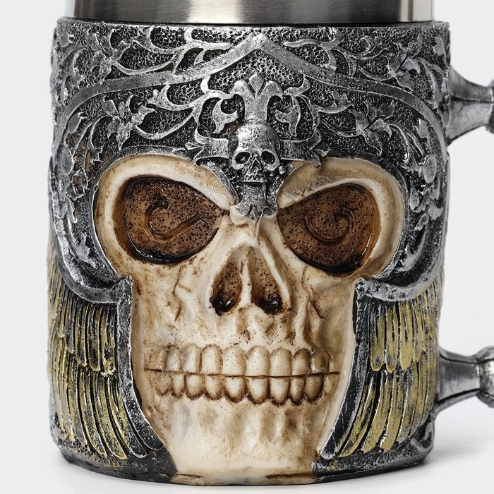 Кружка из нержавеющей стали &laquo;Череп с мечом. Хэллоуин&raquo;, 400 мл, цвет серебристый