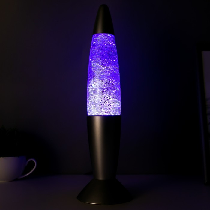 Светильник "Тайфун" LED, лава, блёстки, серебро 35,5 см RISALUX