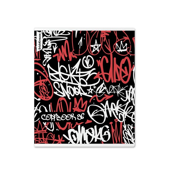 Тетрадь 96 листов в клетку, ErichKrause Graffity, обложка мелованный картон, матовая ламинация, УФ-лак, блок офсет 100% белизна, МИКС Тетрадь 96 листов в клетку, ErichKrause Graffity, обложка мелованный картон, матовая ламинация, УФ-лак, блок офсет 100% белизна, МИКС