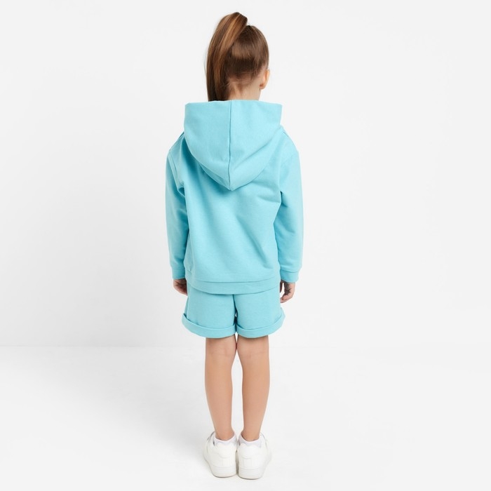 Костюм детский (толстовка, шорты) KAFTAN "Basic line", рост 110-116, бирюзовый меланж