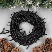 Гирлянда &laquo;Нить&raquo; 10 м, IP44, УМС, тёмная нить, 100 LED, свечение белое, мерцание белым, 220 В