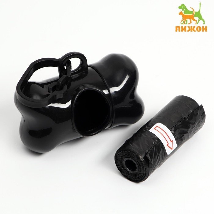 Контейнер-косточка с мешками для уборки (рулон 15 пакетов 29х21 см), чёрный Контейнер-косточка с мешками для уборки (рулон 15 пакетов 29х21 см), чёрный