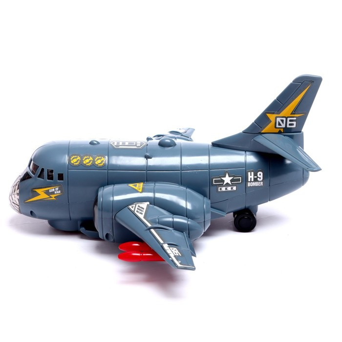 Самолет «Транспортный», работает от батареек, световые и звуковые эффекты, цвет серый Самолет «Транспортный», работает от батареек, световые и звуковые эффекты, цвет серый