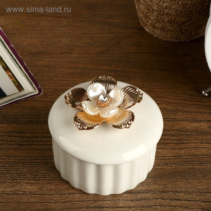 Шкатулка керамика Шкатулка керамика "Золотой цветок" МИКС 6х7,3х7,3 см