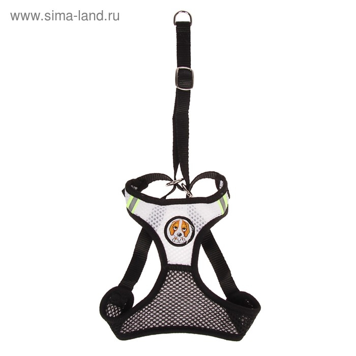 Шлейка регулируемая дышащая, светоотражающая, размер L, (ОГ 44-64 см, ОШ 40-60 см), чёрная Шлейка регулируемая дышащая, светоотражающая, размер L, (ОГ 44-64 см, ОШ 40-60 см), чёрная