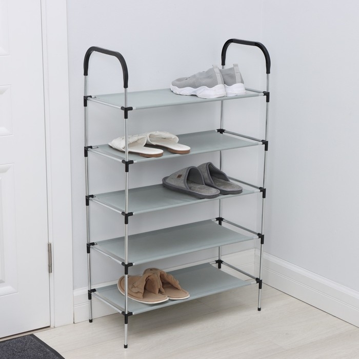 Полка для обуви LaDо́m, 5 ярусов, 60&times;30&times;102 см, цвет серый