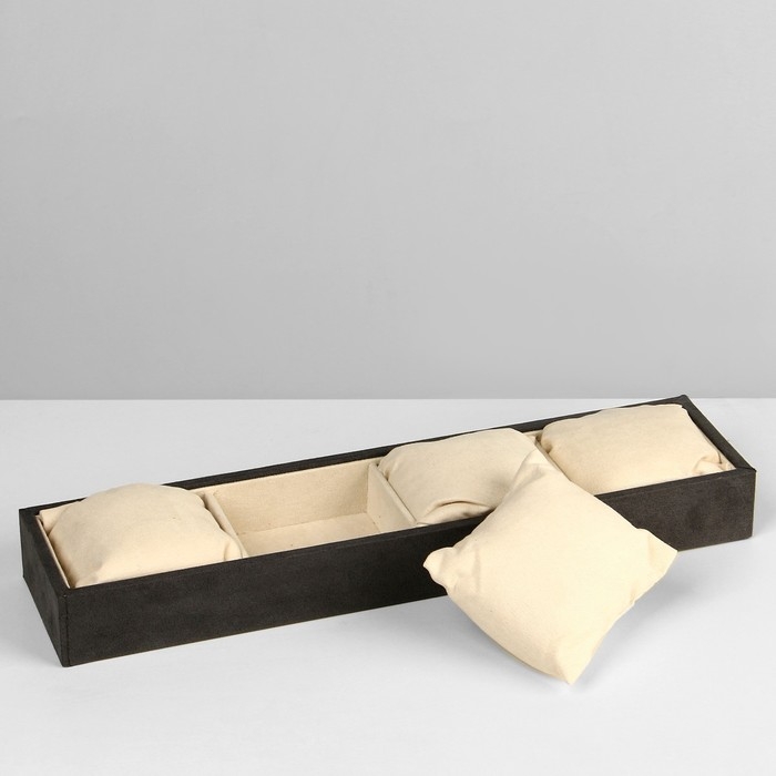 Подставка для часов, браслетов, флок, 4 места, 33&times;8&times;3,5 см, цвет серо-бежевый