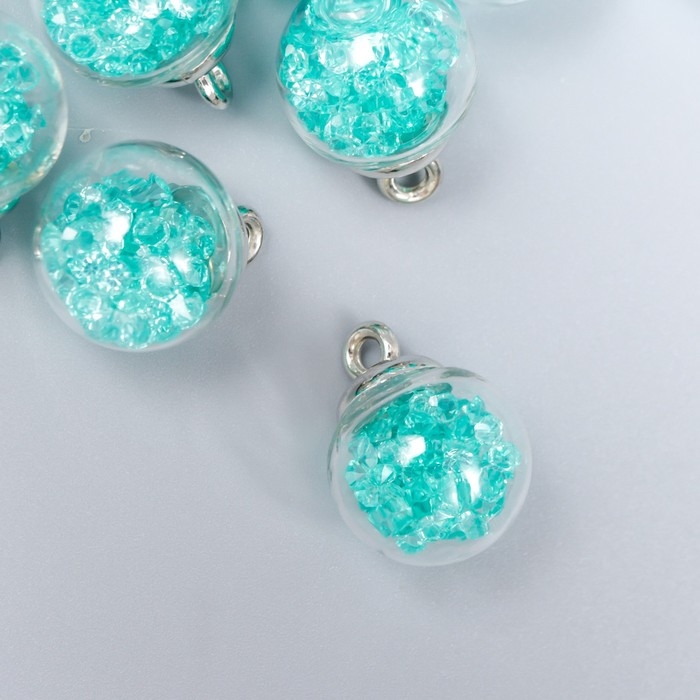 Подвеска декоративная для творчества стекло Подвеска декоративная для творчества стекло "Шар - камешки" морс. волна d=1,6 см набор 10шт