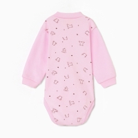 Боди с длинным рукавом, цвет медведь розовый, рост 80 см