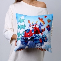 Новогодняя подушка квадратная «Тачка», на новый год Новогодняя подушка квадратная «Тачка», на новый год