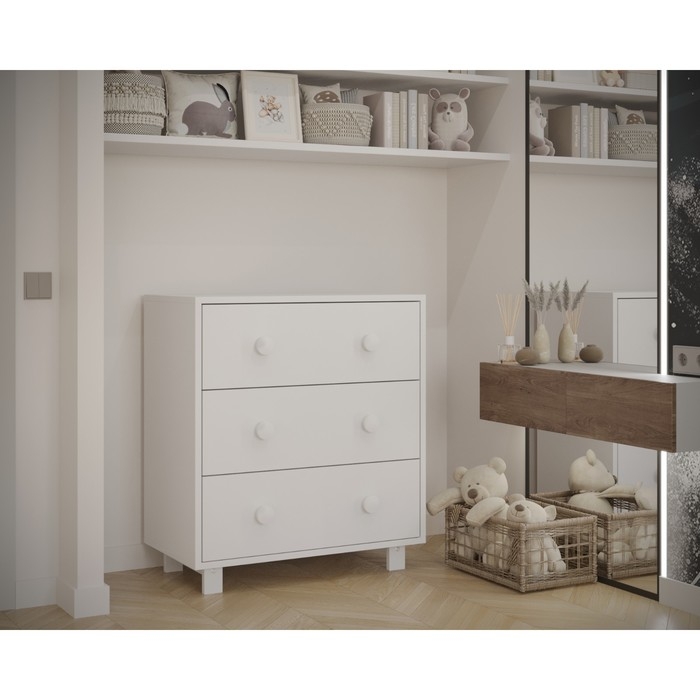 Комод пеленальный детский ИНКАНТО PAPI Lux 800/3, 81х45х90 см., 3 ящика, цвет белый