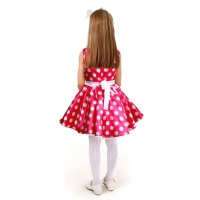 Карнавальный костюм &laquo;Стиляги 6&raquo;, платье фуксия в белый горох, повязка, р. 30, рост 110-116 см