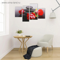 Картина модульная на подрамнике "Розы у камней"  2-30х45; 1-29,5х69; 1-34х69, 80*130см