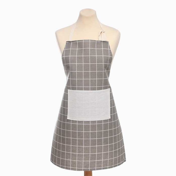 Фартук Экономь и Я Клетка.цвет бежевый, 56*70&plusmn;4см, 100% хл, рогожка