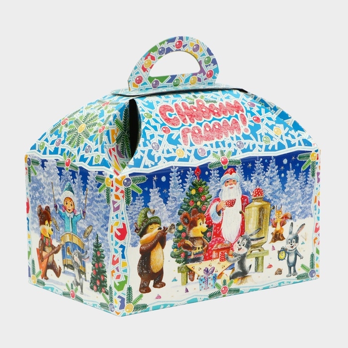 Новый год. Подарочная коробка Новый год. Подарочная коробка "Лесные непоседы в синем" Ларец малый 18,5 x 12,5 x 19см.