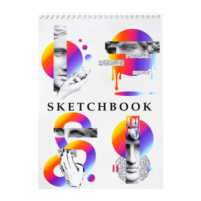 Скетчбук А4, 40 листов на гребне по короткой стороне "На стиле", обложка мелованный картон, твёрдая подложка, блок 100 г/м&sup2;